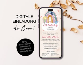 personalisierte Taufeinladung digital | digitale Taufeinladung per Whatsapp, Regenbogen | digitale Einladung zur Taufe | Regenbogen |