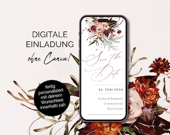 Digitale Save the Date-kaart | Bruiloft | Bruiloft uitnodiging | bruiloft | Uitnodiging | Gepersonaliseerd | E-kaart | Stuur via WhatsApp