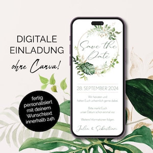 Digitale Save the Date Karte | Wedding | Hochzeitseinladung | Hochzeit | Save the Date | Personalisiert | Ecard | Versenden per WhatsApp