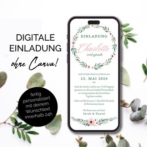 convite de batismo personalizado digital | convite digital de batismo via Whatsapp, flores | convite digital para batizado | Floral
