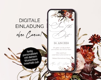 Digitale Save the Date-kaart | Bruiloft | Bruiloft uitnodiging | bruiloft | Uitnodiging | Gepersonaliseerd | E-kaart | Stuur via WhatsApp