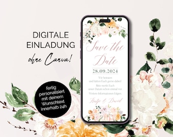 Digitale Save the Date-kaart | Bruiloft | Bruiloft uitnodiging | bruiloft | Uitnodiging | Gepersonaliseerd | E-kaart | Stuur via WhatsApp