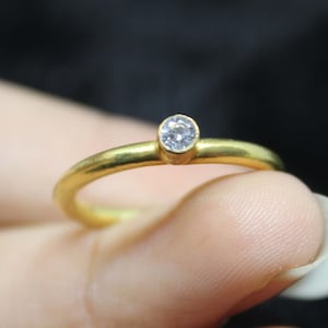 0.10 ct Round Engagement Moussanite ring, Gold ring, Silver ring, Promise ring, Diamond ring,  Solitaire ring Gift for her Stacking