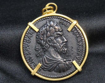 Roman Art Handmade Bronze Intaglio Pendant, 925K Solid Sterling Silver, gold elektro vermeil, minimalist statement , mothers day ,