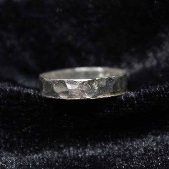 Handmade Hammered Sterling Silver Wedding Band Ring