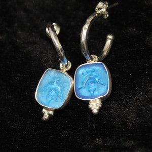 Roman Art Handmade Enamel Bee Intaglio Earring - 925K Solid Sterling Silver,gold elektro vermeil -  minimalist statement - mothers day .