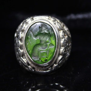 Anillo de cristal veneciano con intaglio: plata de ley 925, hecho a mano