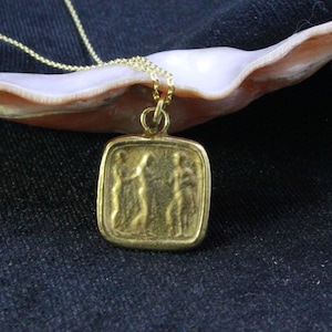 Bronz Roman Intaglio Emperor Pendant - 925K Solid Sterling Silver - 24K Gold Elektro Vermeil - Minimalist Pendant - Gift For Her