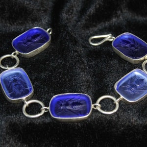 Roman Art Handmade Enamel İntaglio Stone Bracelet , 925K Solid Sterling Silver, gold elektro vermeil, minimalist statement , mothers day ,