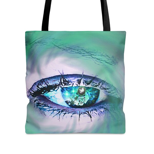 Magical EYE Printed Design Tote Bag AOP 3 SIZES canvas ecobag love heart butterfly leaves nature birds flowers stars beautiful gift present