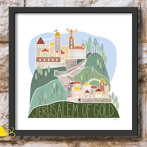 Jerusalem of Gold | Yerushalayim shel Zahav | Papercut print | Israeli art | Jewish wall decor | Judaica | religious gift