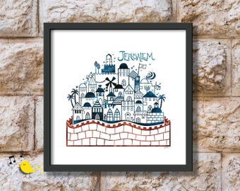 Jerusalem art | Quality print Judaica | Yerushalayim art | Jerusalem Old City print | Art made in Israel | Israeli artists | Jerusalem