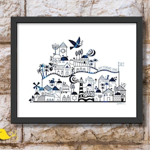 Am Yisrael Chai | Jewish Nation Lives | Judaica Art | Skyline | Judaica Print | Jewish Art | Religious gift | Stand with Israel