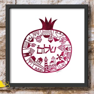 Granat Szalom | Pokój | Szalom | Sztuka granatu | Panorama Jerozolimy | Judaica | Żydowska sztuka ścienna
