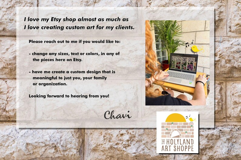 a postcard with a picture of a person using a laptop