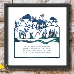 Psalm 121:1-2 Print | Scandinavian Papercut Art, Christian Wisdom