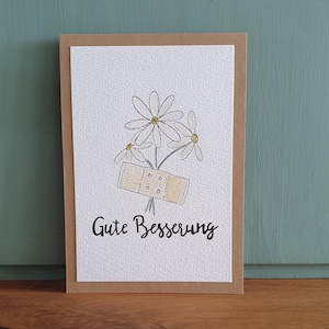 Handgemalte Aquarell Klappkarte/ Postkarte - Gute Besserung