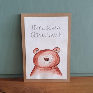 Personalisierte Karte zum Geburtstag- Handgemalte  Aquarell Klappkarte/ Postkarte - Happy Birthday Herzlichen