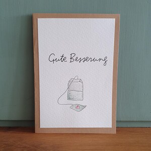 Handgemalte Aquarell Klappkarte/ Postkarte - Gute Besserung