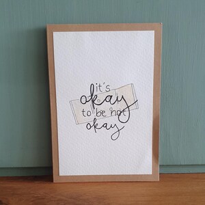 Personalisierte Karte Grußkarte It's okay to be not okay - Handgemalte  Aquarell Klappkarte/ Postkarte