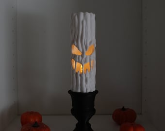 Gruselige Kerze mit flackerndem Teelicht/ Halloween/ Herbst Deko