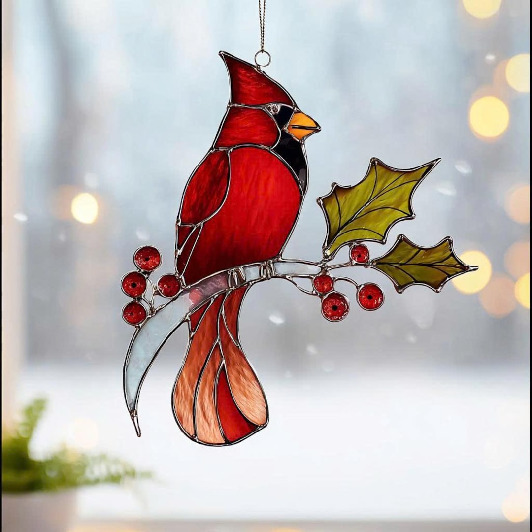 Stained Glass Cardinal Suncatcher
