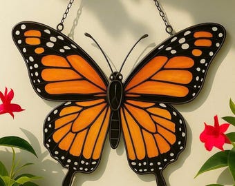 Atrapasueños de mariposas de vitral: decoración de jardín para ventana hecha a mano