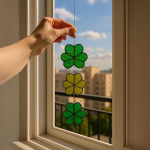 Stained Glass Shamrock Suncatcher: Lucky Four-Leaf Clover Window Decor