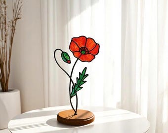 Handmade Stained Glass Birth Month Flower: Unique Floral Decor