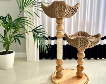 Torre para gatos | Árvore para gatos moderna | Poste arranhador de madeira artesanal para gatos | Nº 5