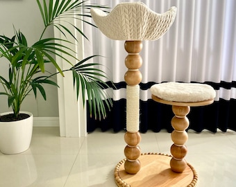 Kattenmeubel met meerdere niveaus, houten krabpaal met krabpaal | Nr. 1