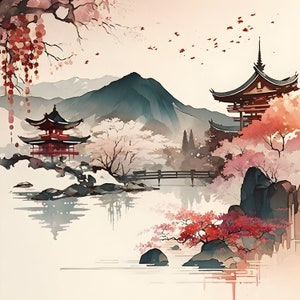 Printable Japanese Wall Art - 5 Sizes - Scenic Landscape - Etsy