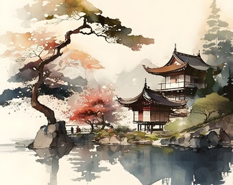 Printable Japanese Wall Art - 5 Sizes - Scenic Landscape - Etsy