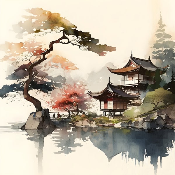 Printable Japanese Wall Art - 5 sizes - Scenic Landscape