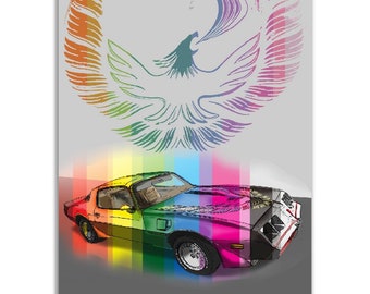 Rainbow Firebird Transam 1977 Poster, Artwork, Car Print, Wall Art, Home Decor, Artwork, Custom Artwork, Retro Print