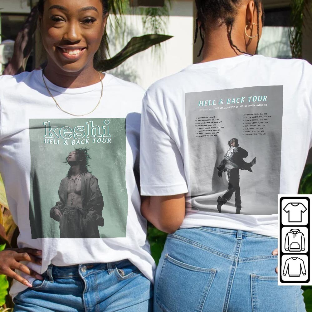 Discover Keshi Musik, Keshi Singer Hell Back World Tour, Keshi Vintage Retro Grafik Zweiseitiges T-Shirt