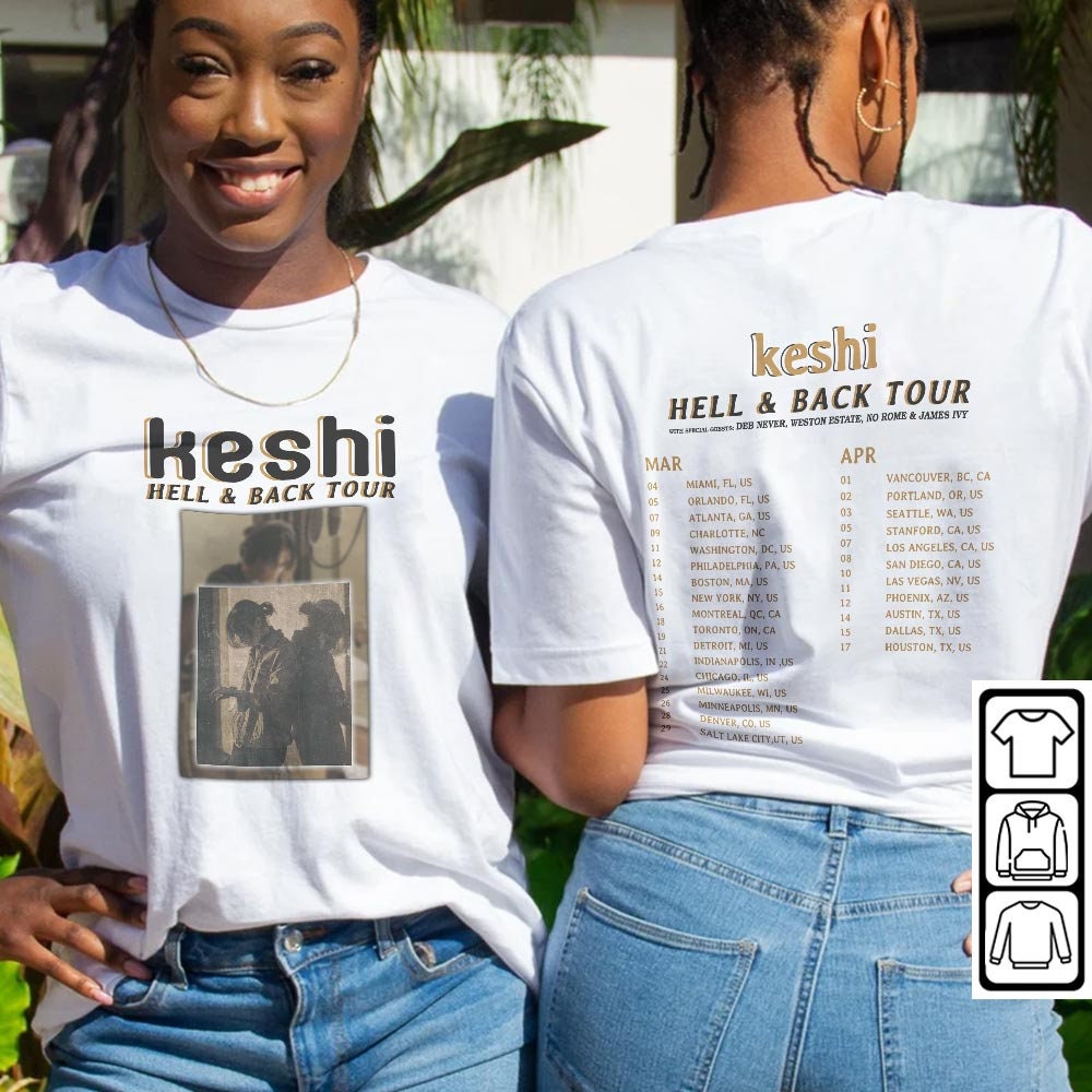 Discover Keshi Hell and Back World Tour 2023 Zweiseitiges T-Shirt