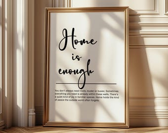 Zuhause ist genug Druck, Homebody Dekor, Minimalistische Wand Dekoration, Digital Download