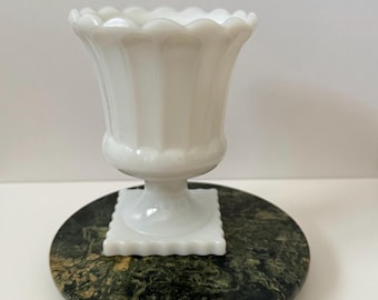 Vintage 1960’s Fluted Milk Glass Pedestal Vase/Urn - Candle Vessel - Create Your Own Candle