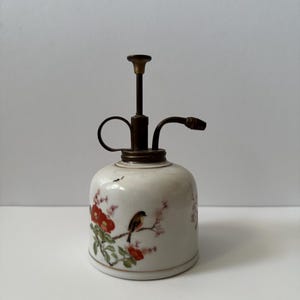 Vintage Takahashi Porcelain/Brass Plant Mister with Flowers & Birds Motifs