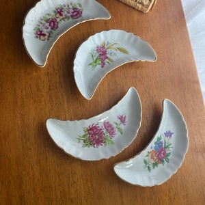 Vintage Chadwick CM Inc. Porcelain Bone Dishes Misc. Floral Patterns Japan | Vintage Crescent Moon Trinket
