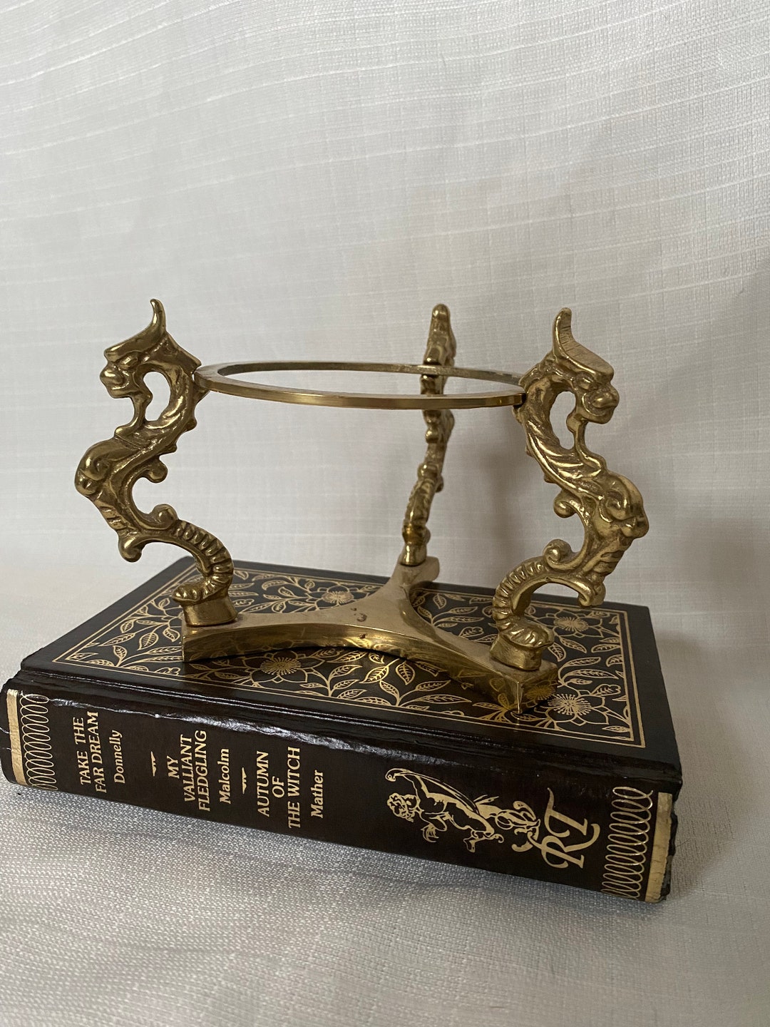 Vintage Brass Sphere Stand W/ Dragons Etsy