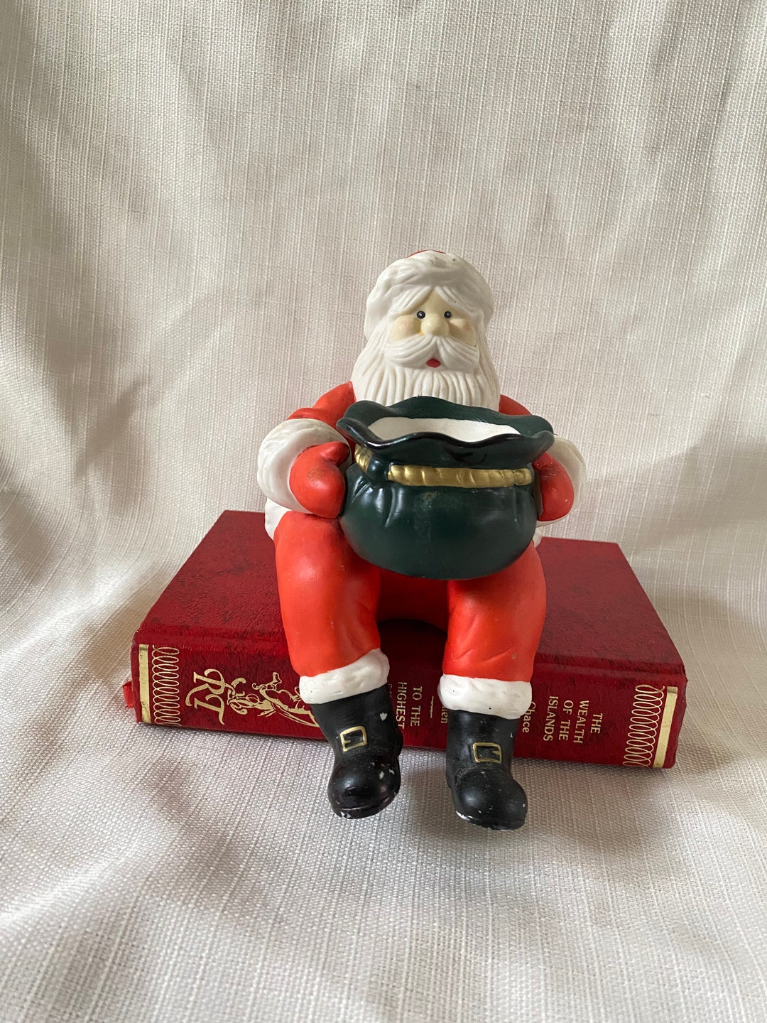 Vintage Partylite Ceramic Santa Shelf Sitter Tealight Candle Etsy