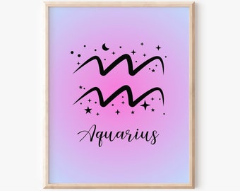 AQUARIUS Poster ~ Aquarius Gift ~ Aura Poster ~ Aquarius Wall Art ~ Zodiac Artwork ~ New Age Gifts ~ Astrology Poster ~ DIGITAL DOWNLOAD