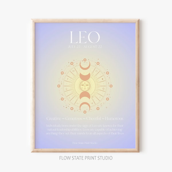 LEO Print ~ Aura Poster ~  Leo Art Print ~ Leo Wall Art ~ Zodiac Artwork ~ Aesthetic Poster ~ Astrology Poster ~ DIGITAL DOWNLOAD