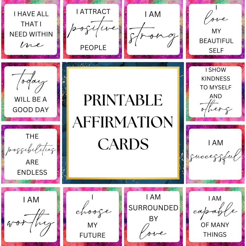 Vision Board Affirmation Cards Printable, Vision Board Printables ...
