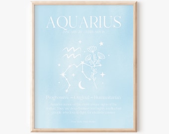 AQUARIUS Poster ~ Aquarius Gift ~ Aura Poster ~ Aquarius Wall Art ~ Zodiac Artwork ~ New Age Gifts ~ Astrology Poster ~ DIGITAL DOWNLOAD