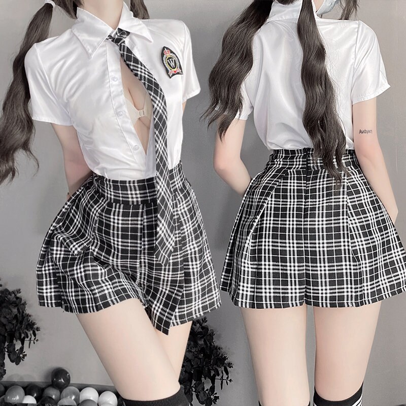 Anime Chainsaw Man Cosplay Mitaka Asa Uniform School Uniform Pleated Skirt