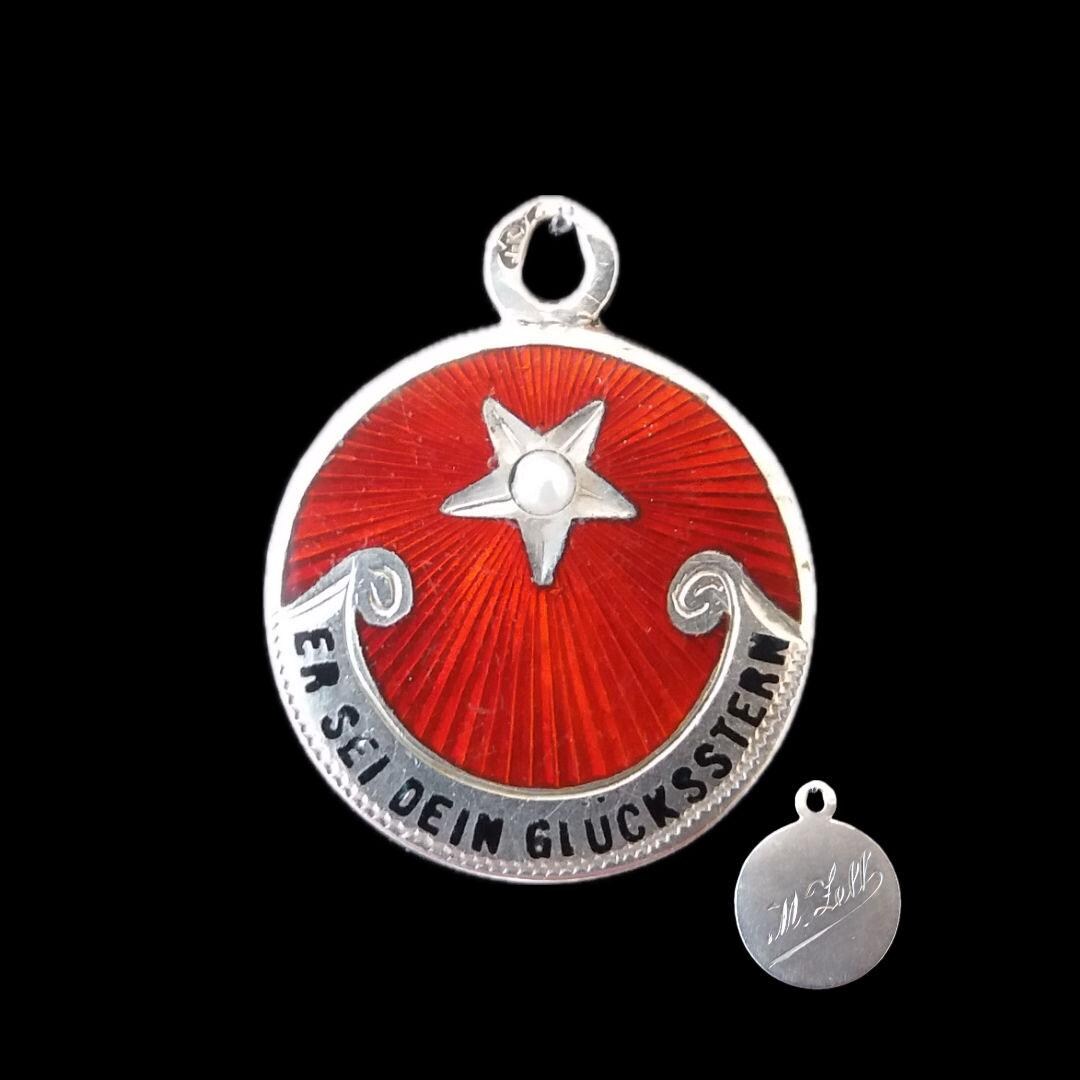 Antique Austrian Pendant Made of 18k Silver Enamel & Pearl