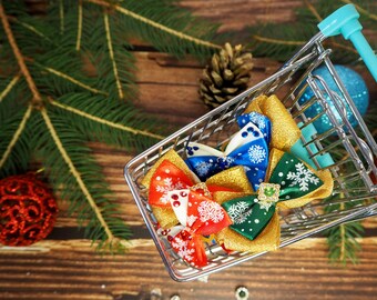 Christmas Dog Bows: Holiday Pet Accessories, Small/Medium Dogs (Set of 3)